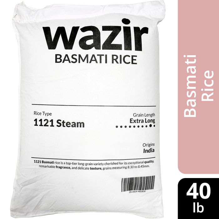Wazir Premium Basmati 1121 Rice, 40lb/18.1kg