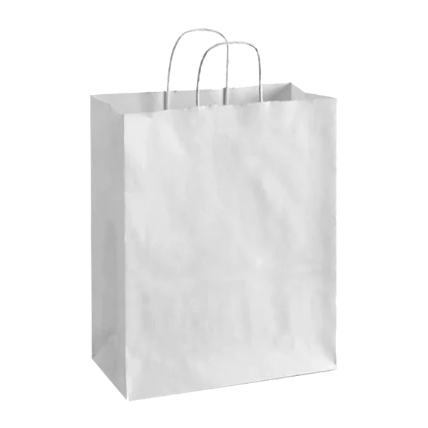 White Paper Bags Twisted Handle (10 x 5 x 13in, Vanity), 250 Count