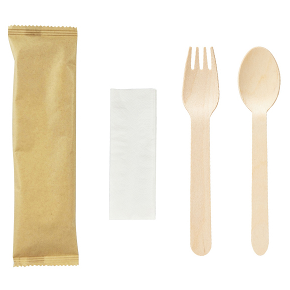 Wooden Meal-Kit 3PC (F-S-N, Wrapped), 500 Count
