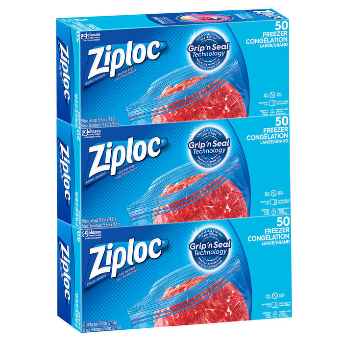 Ziploc Freezer Bags Large, 50 Count